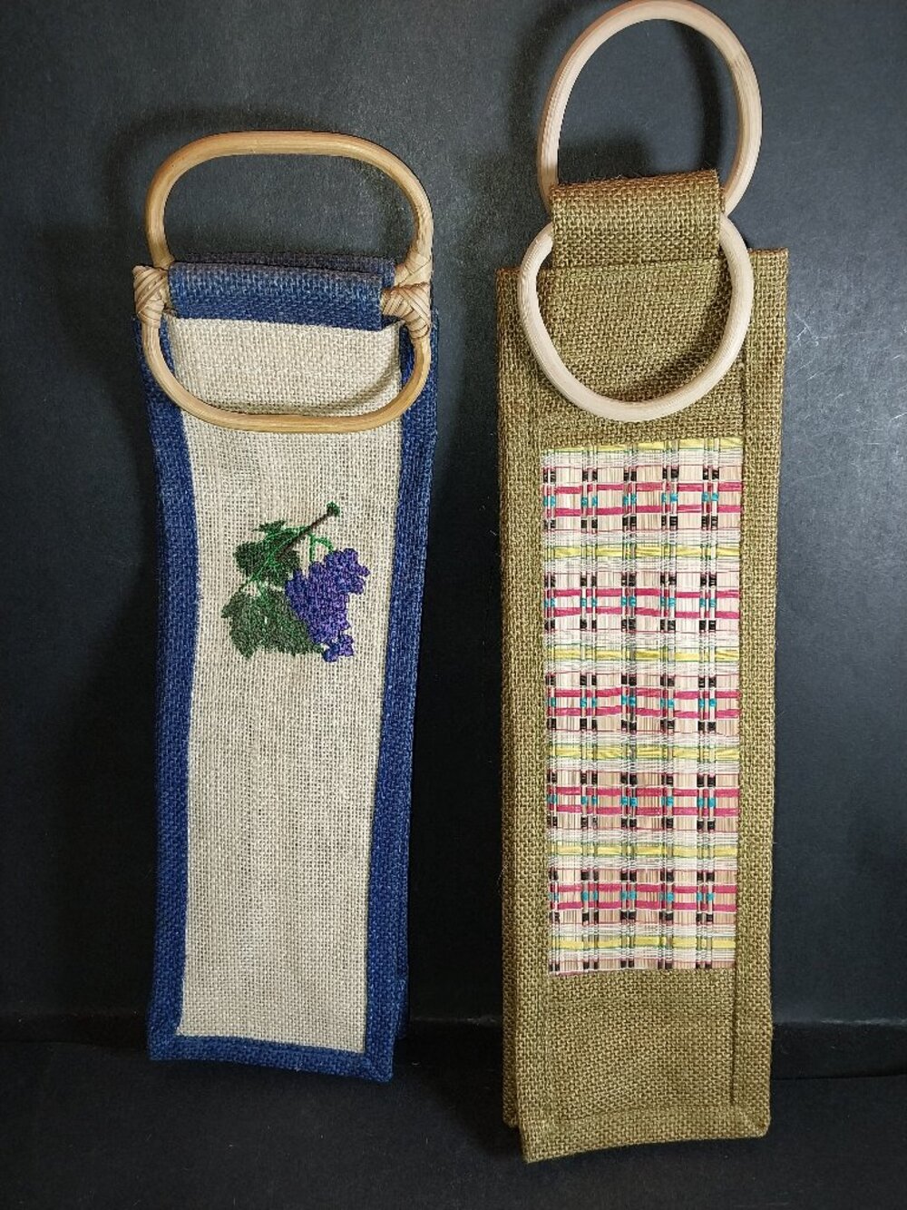 Jute Burlap Wine Gift Bags Set of 2